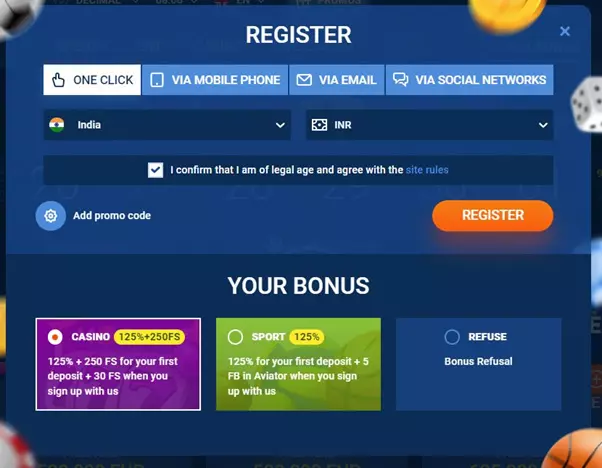 Register with Mostbet